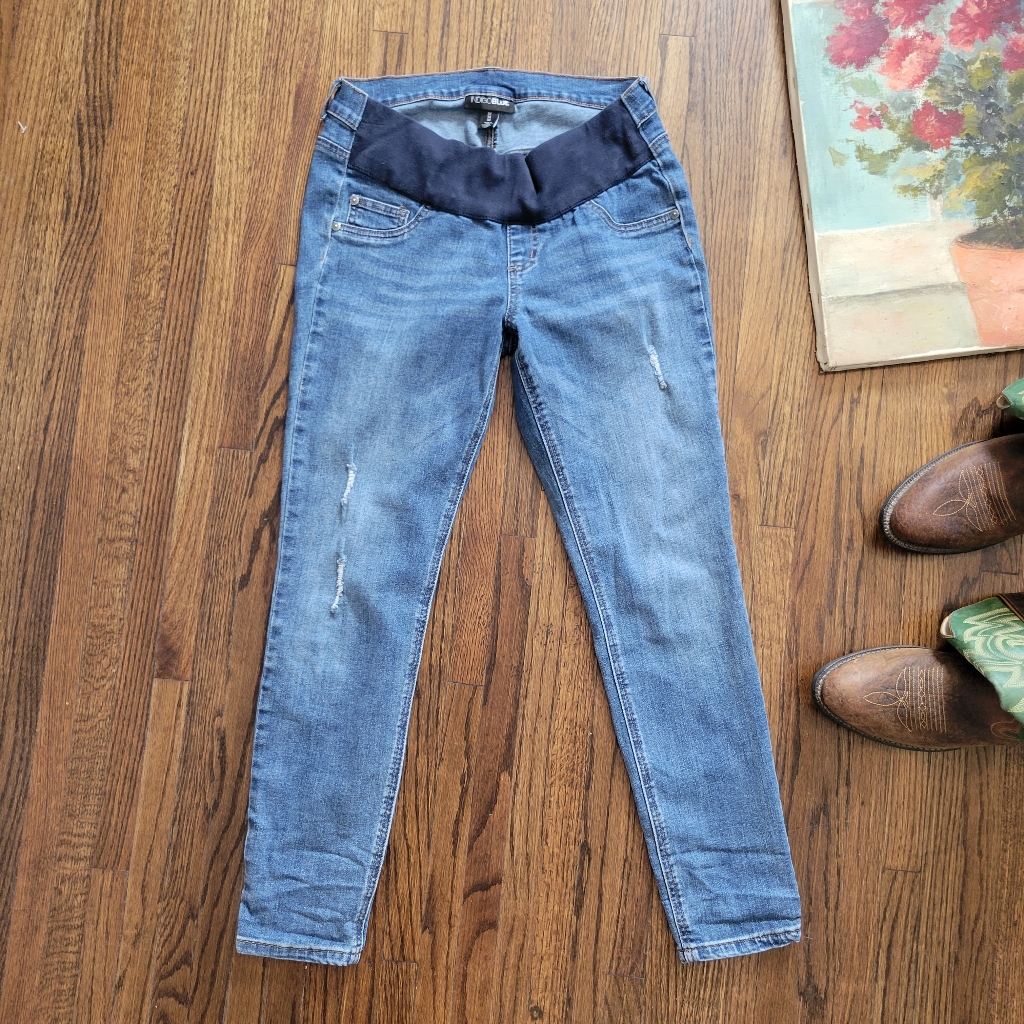 Indigo Blue Underbelly Skinny Leg Maternity Ankle Jeans Medium